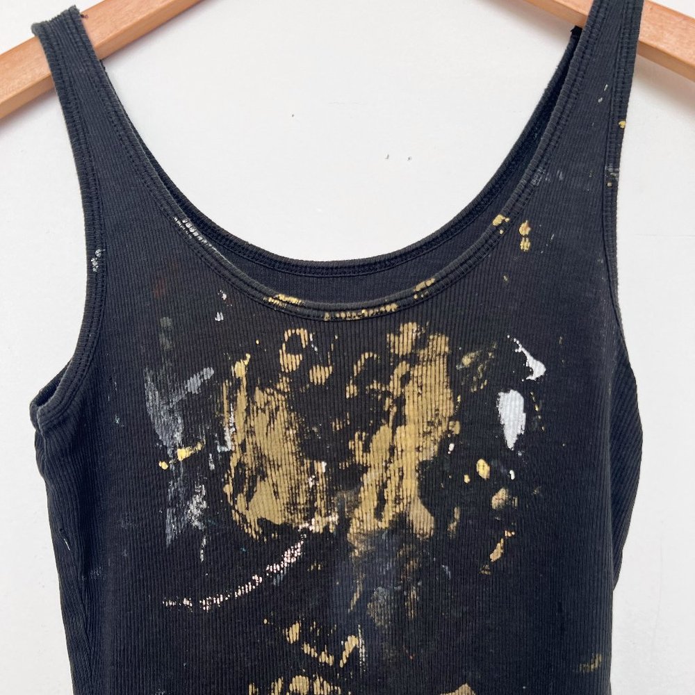 Vintage Distressed Paint Splatter Gap S Black Tank Top
